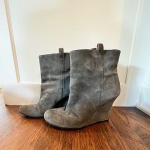 Grey Vince Camuto Ankle Suede Wedge Bootie